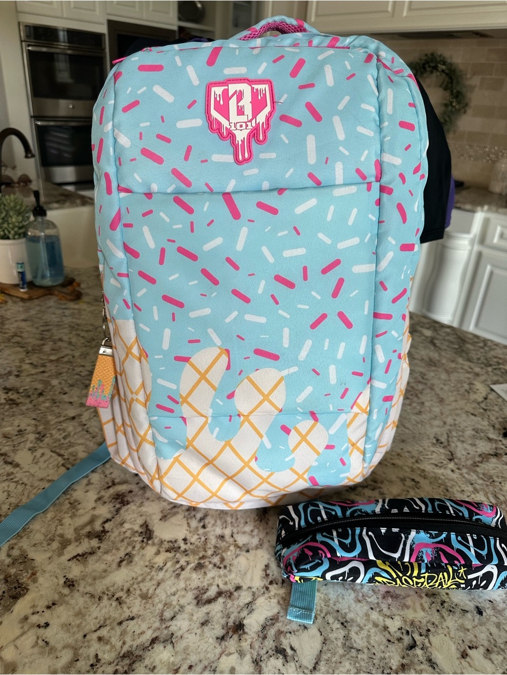 Baseball Lifestyle Ice Cream Sprinkles Backpack - Light Blue/Pink